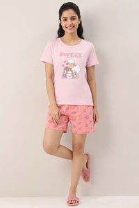 Zivame Farm Lore Knit Cotton Short Set - Light Pink — thumbnail 1